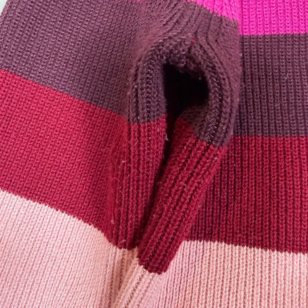 Title Nine Womens Offsite Striped Crew Neck Sweater Pink‎ Burgundy XS Outdoor